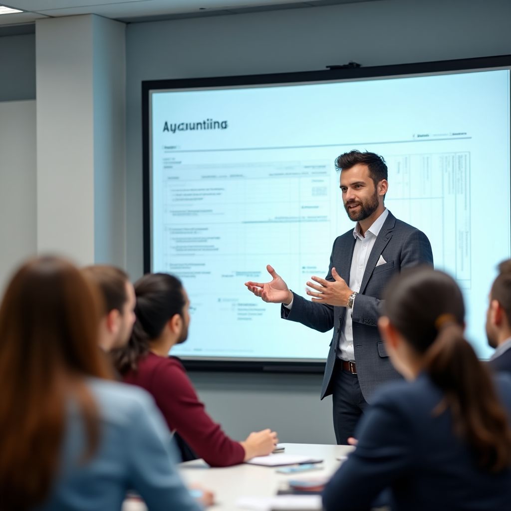 Sală de clasă interactivă pentru cursuri de contabilitate